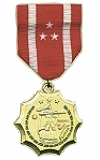Phillipine Defense Medal. Authorized in 1945, to members of the Philippine and United States Armed Forces, for service in the liberation of the Philippines between 17 October 1944 and 3 September 1945 and in the landing operations on Leyte and adjoining islands, engagement of the enemy during the Philippine Liberation Campaign and/or service on vessels in Philippine waters for not less than 30 days between the above dates.