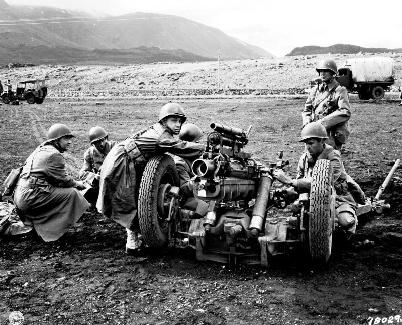 US Army gun crew preparing to fire a 37mm sub-caliber