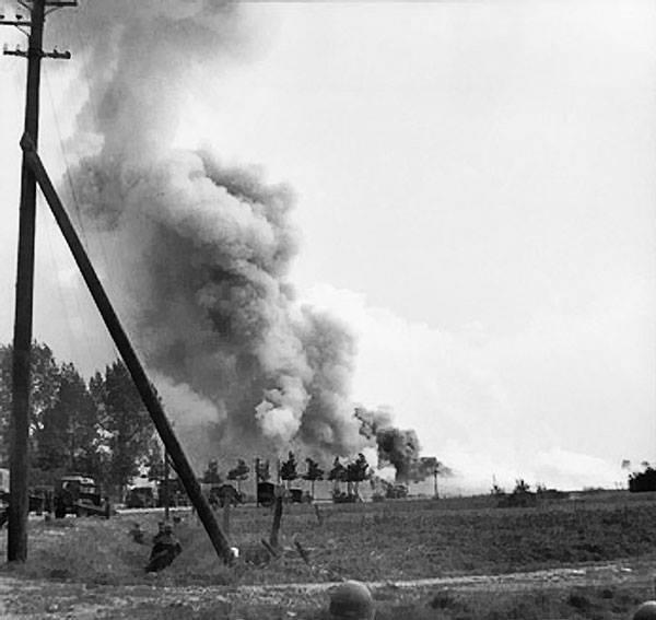 British trucks under German artillery and mortar fire on the road between Son and Eindhoven