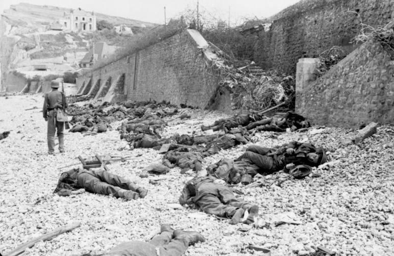 Canadian dead on Blue beach at Puys