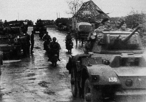 1st Belgian Infantry Brigade (Piron) transporting paratroops towards Pont-l'Evèque