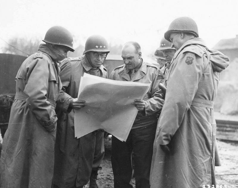 General Omar Bradley, General George Patton General Manton Eddy near Metz