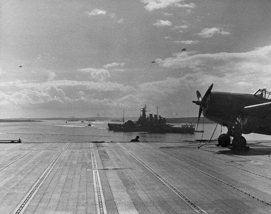 U.S. Navy battleship USS Washington (BB-56) at anchor at Scapa Flow