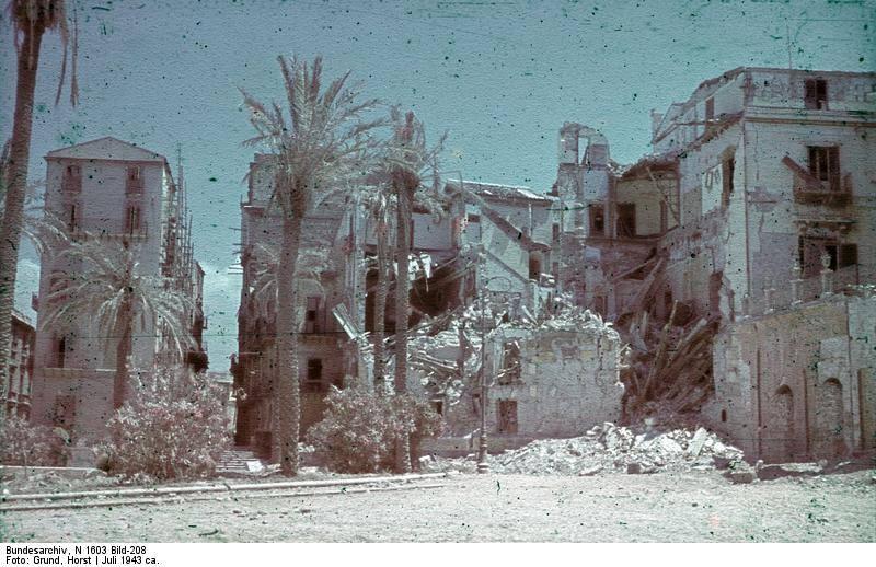 Ruined and damaged buildings in Palermo