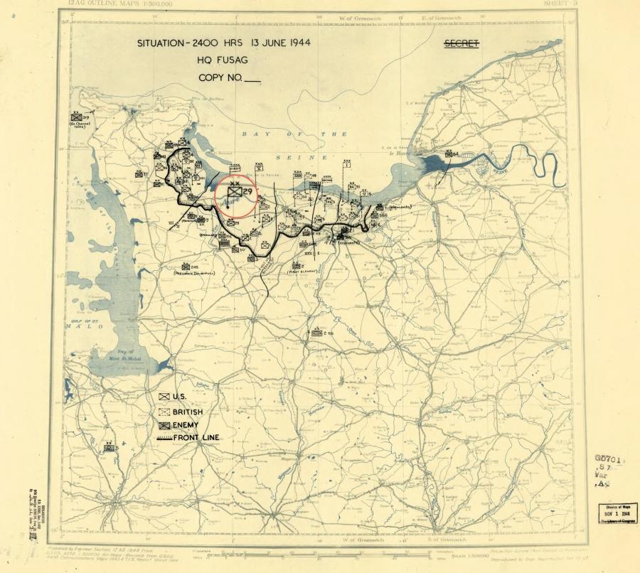 29 Infantry Division (USA) seizing the town of Couvains