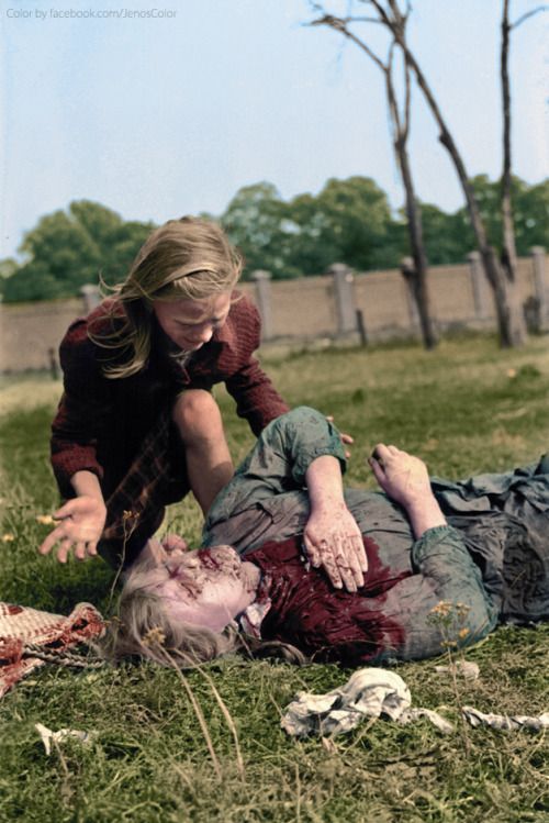 Kazimiera Mika, a ten-year-old Polish girl, mourns the death of her older sister