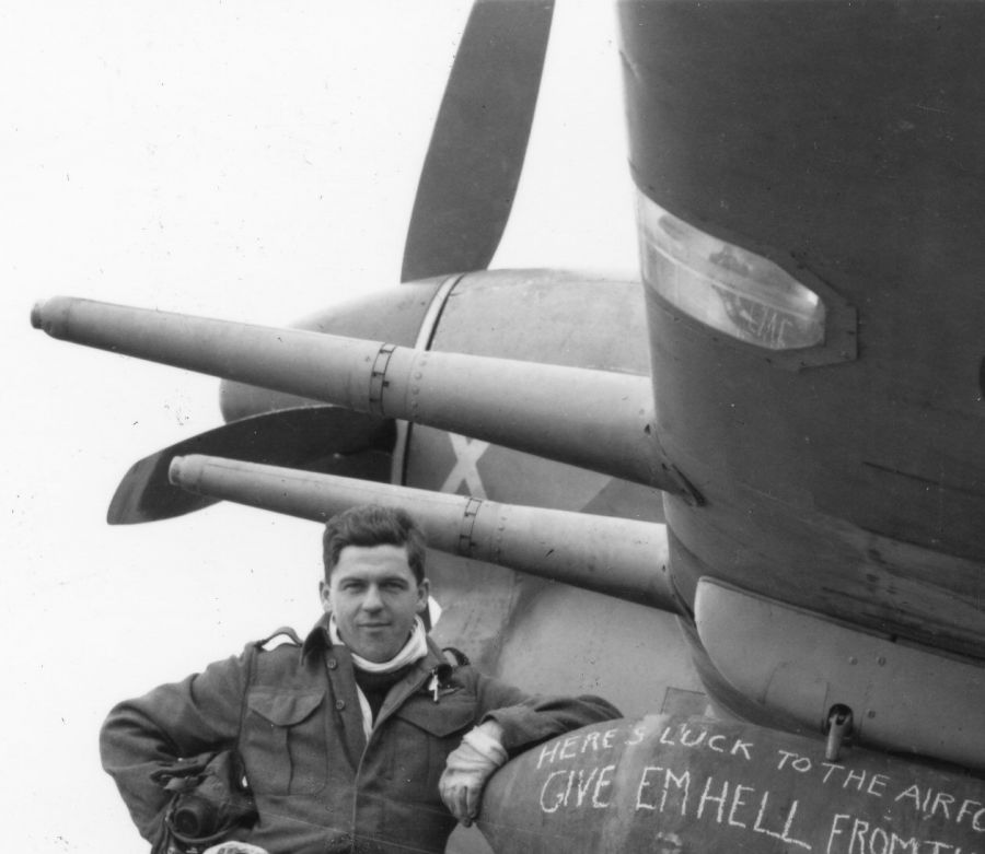 Flight of Typhoon Ib MP138 and Squadron Leader J E Hogg on 1945-03-23