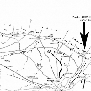 HMS Undaunted part of Bombarding Force K near Gold beach on D-Day